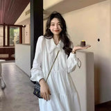 Amozae-Elegant White Sweet Women's Long Dress New Spring Autumn Style Long Sleeve Dress For Women Fashionable French Style Idle