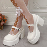 AMOZAE- - White Platform High Heels Pumps for Women Patent Leather