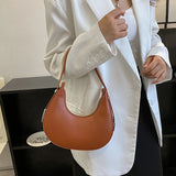 Amozae-Spring New Solid Color Half-moon Bags for Women Fashion Shoulder Bags Luxury PU Leather Underarm Bag Advanced Brand Handbag Purs