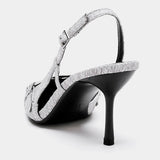 Amozae-Sexy Cowboy High Heels Sandals Women Fashions Belt Buckle Designer Slingback Sandals Office Pointed Toe Denim Muller Pumps Women