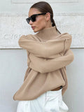 Amozae Winter Knit Turtleneck Pullover Female Clothes Loose Casual Ribbed Patchwork Long Sleeve Oversized Sweater Women Knitwear