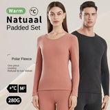 Amozae-Autumn Casual Outfits Amozae-Polar Winter Cold Resistant Warm Underwear For Men Women With Thick Fleece Two Piece Set Round Neck Autumn Top Pants