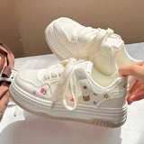 Amozae-Cute Cartoon Designer Sneakers Women 2024 Summer Breathable Mesh Women's Vulcanized Shoes Casual Fashion Student Platform Shoes