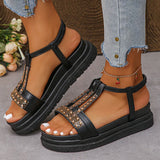 Amozae-Fashion Rhinestone Platform Sandals Women Summer 2025 Thick Sole Non Slip Beach Shoes Woman Shiny Crystal Bohemian Sandals Mujer