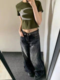 Amozae-American retro solid color women jeans Y2K high street fashion brand loose casual wide leg pants cargo pants women