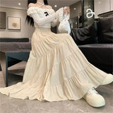 Amozae-High-waisted Slimming Tweed Skirt Korean Style 2024 New Spring Summer Long Dress Stylish Versatile For Women