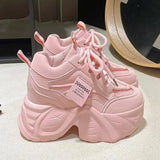 Amozae-11CM New Autumn Breathable Women Casual Shoes Fashion High Heels Women Wedges Heels Sneakers Thick Sole Trainers Platform Shoes