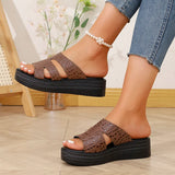 Amozae-Women's Cut Out Wedge Sandals Summer Fashion PU Leather Platform Slippers Woman Lightweight Thick Sole Non Slip Beach Slides 43