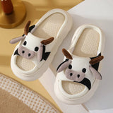 AMOZAE- - Cute Milk Cow Cotton Slippers