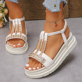 Amozae-Fashion Rhinestone Platform Sandals Women Summer 2025 Thick Sole Non Slip Beach Shoes Woman Shiny Crystal Bohemian Sandals Mujer