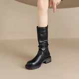 Amozae-Woman Boots Knee High Platfrom Studded Spring Summer Knight Combat Gothic Elegant Medium Heel Women's Shoes Motorcycle Footwear