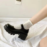 Amozae-Shoes Women Spring Platform Leather  Flats Casual Oxford Loafers Thick Bottom Ladies Wedge Lolita Shoe Mary Jane Women Moccasins