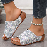 Amozae-Fashion Floral Printed Women's Slippers Summer Soft Sole Comfort Wedges Sandals Woman Lightweight Non Slip Casual Beach Slides