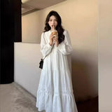 Amozae-Elegant White Sweet Women's Long Dress New Spring Autumn Style Long Sleeve Dress For Women Fashionable French Style Idle