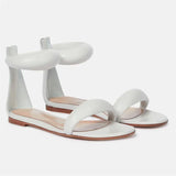 Amozae-Brand Design Zipper Flat Bottom Sandals 2024 Summer New Low Heel Round Head Lady Slippers European American Style Women's Shoes