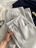Amozae-Spring Summer Casual Outfits Elasticity Gray Apricot Straight Leg Jeans, Women's Slimming, High Waist Ankle Denim pants