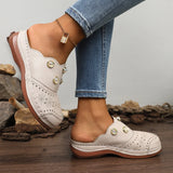 Amozae-Women's Comfort Thick Sole Casual Slippers Fashion Pearl Decor Closed Toe Sandals Woman Summer Outdoor Lightweight Half Slippers