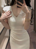 Amozae-Christmas Outfit New Year's Eve Dress party look inspos New Sleeveless Elegant Women Solid Summer Satin Midi Dress Chic Bodycon Casual Slim Birthday Party Clothes Female Long Vestidos