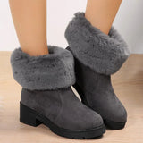 Amozae-Fur Snow Boots Women Warm Chunky Cotton Boots Non-slip  Ankle Boots for Women Padded Casual Comfort Suede Winter Boots Ladies