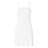 Amozae-hoco dresses -Women Y2k Sheer Mesh Mini Dress Sexy Spaghetti Strap Tie-up Bodycon Pleated Dress Summer Going Out Sling Party Dress Streetwear