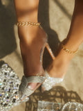 Amozae-Rhinestone Pointed Toe Crystal Clear Heels
