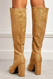 Amozae-Solid Color Pointed-Toe Knee High Boots