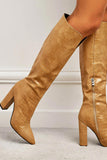 Amozae-Solid Color Pointed-Toe Knee High Boots