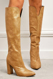 Amozae-Solid Color Pointed-Toe Knee High Boots