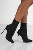 Amozae-Solid Color Pointed-Toe Knitted Boots