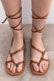 Amozae-Solid Strappy Flat Roman Sandals