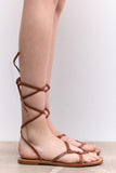 Amozae-Solid Strappy Flat Roman Sandals
