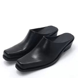 Amozae-back to school outfits Square Toe Minimalist Black Mules