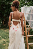 Amozae-nye outfits back to school dress  Draping Floral Applique Maxi Dress