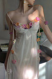 Amozae-nye outfits back to school dress  Draping Floral Applique Maxi Dress