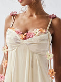 Amozae-nye outfits back to school dress  Draping Floral Applique Maxi Dress