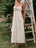 Amozae-nye outfits back to school dress  Draping Floral Applique Maxi Dress