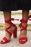 Amozae-Suede Chunky Heeled Lace Up High Heels