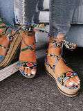 Amozae-Snake Cross Strap Platform Heels Sandals