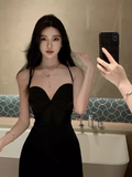 Amozae-dress to impress party dress nye outfits Sexy Black Sleeveless Dress  YM1490