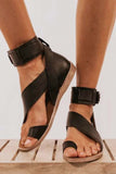 Amozae-Toe Ring Buckle Strap Flat Sandals