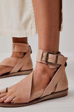 Amozae-Toe Ring Buckle Strap Flat Sandals