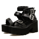 Amozae-back to school outfits Triple Buckle Platform Sandals