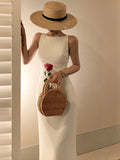 Amozae-New Women Summer Fashion Spaghetti Strap Sleeveless Sexy Dress Female Elegant Evening Midi Dress