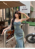 Amozae-dress to impress party dress nye outfits women's retro denim dress  YM1351