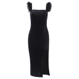 Amozae-dress to impress party dress nye outfits French retro black sheath dress  YM731