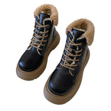 Amozae-back to school outfits Warm Sheepskin Ankle Boots