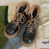 Amozae-back to school outfits Warm Sheepskin Ankle Boots