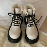 Amozae-back to school outfits Warm Sheepskin Ankle Boots