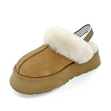 Amozae-back to school outfits Warm Sheepskin Platform Slippers