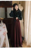 Amozae-dress to impress party dress nye outfits Palace retro long-sleeved lace shirt striped long skirt two-piece dress YM688